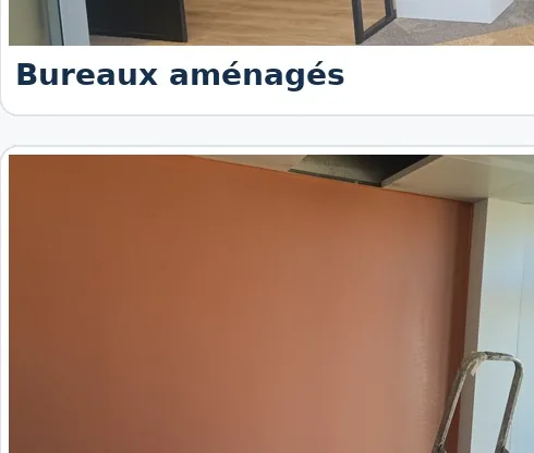 Mur terracotta en cours de peinture dans les bureaux COVEA Lyon